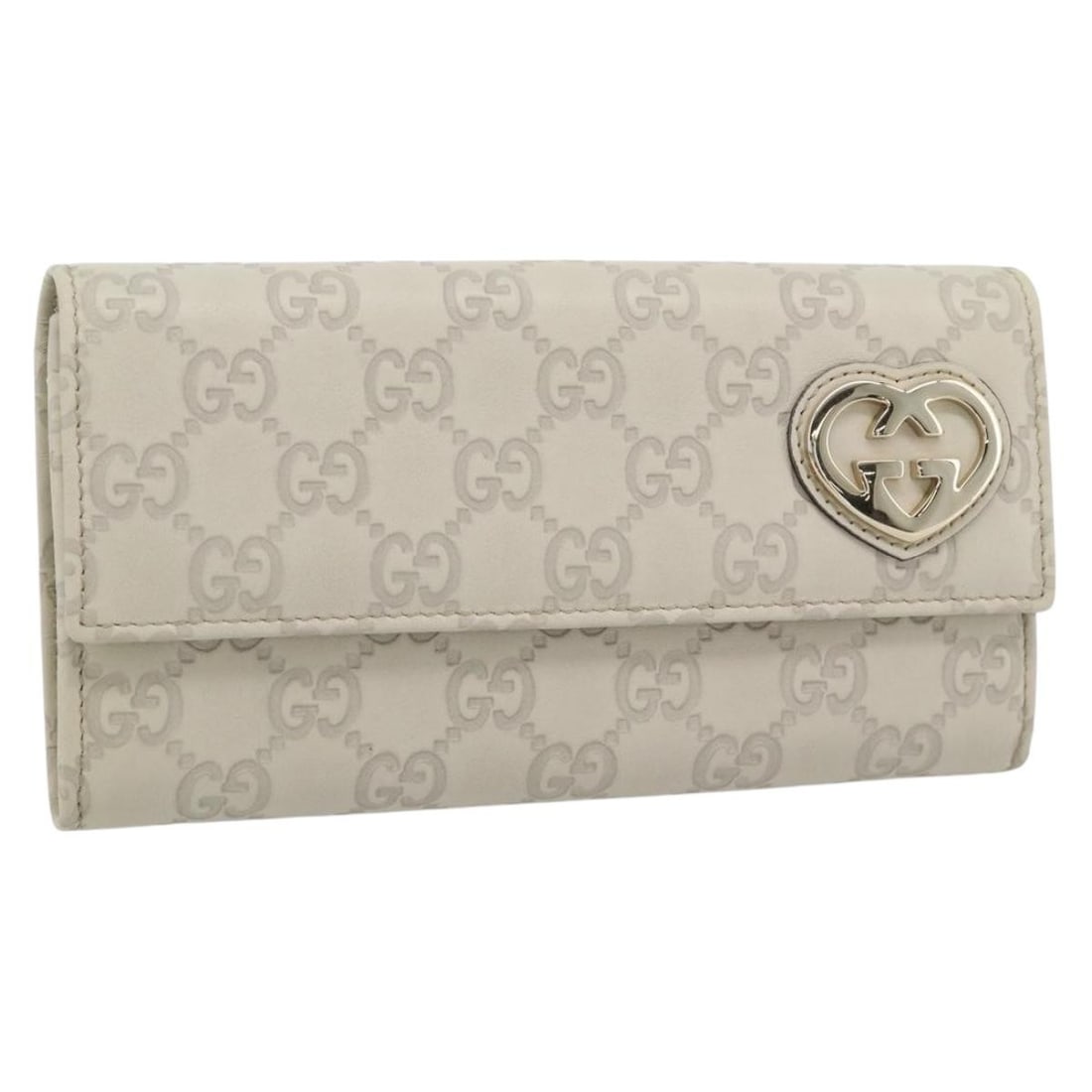 GUCCI 251861 Guccissima GG Canvas Ivory Leather Long Wallet: GUCCI 251861 Guccissima GG Canvas Ivory Leather Long Wallet A GUCCI long wallet made from leather and GG canvas in ivory and gold. Made in Italy, it measures approximately 7.5 x 3.9 x 1.0 inches (19 x