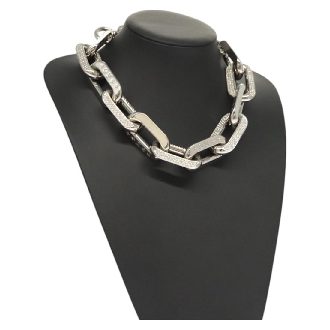 Louis Vuitton MP3000 LV Edge GM Metal Necklace Silver Tone (1 of 16)