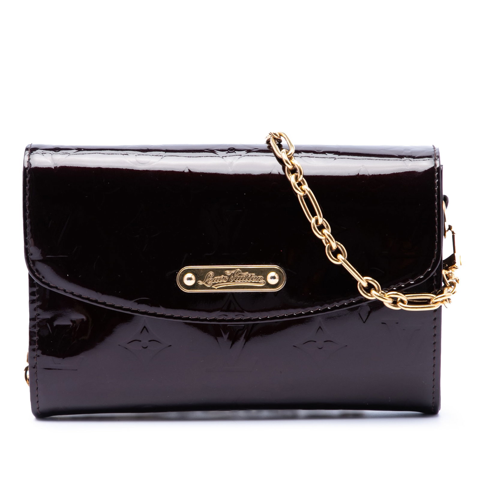 Louis Vuitton Bel Air shoulder bag in purple Monogram Vernis leather: Louis Vuitton Bel Air shoulder bag in purple Monogram Vernis leather Louis Vuitton Monogram Vernis Bel Air bag in purple vernis leather. This bag features a detachable chain-link strap with a leather 