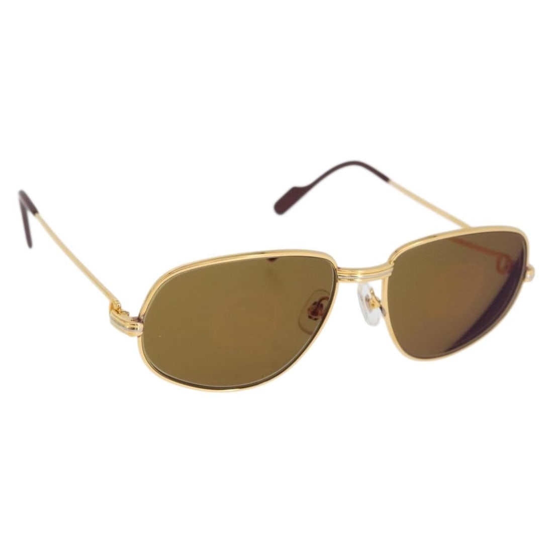 Cartier Metal Sunglasses in Gold Tone for Women: Cartier Metal Sunglasses in Gold Tone for Women Authentic Cartier women's sunglasses in gold-tone metal, made in France. This pair comes only with the item shown in the photo; the original box and dus