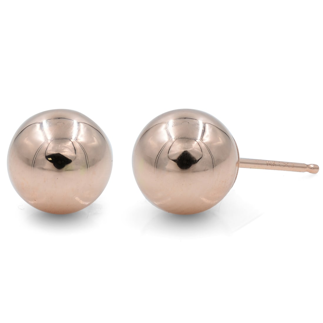Rachel Koen 14K Rose Gold Pearl Stud Earrings 10mm: Rachel Koen 14K Rose Gold Pearl Stud Earrings 10mm Enhance your jewelry collection with these elegant Rachel Koen Rose Gold Round Ball Stud Earrings. Crafted from luxurious 14K rose gold, these earrin