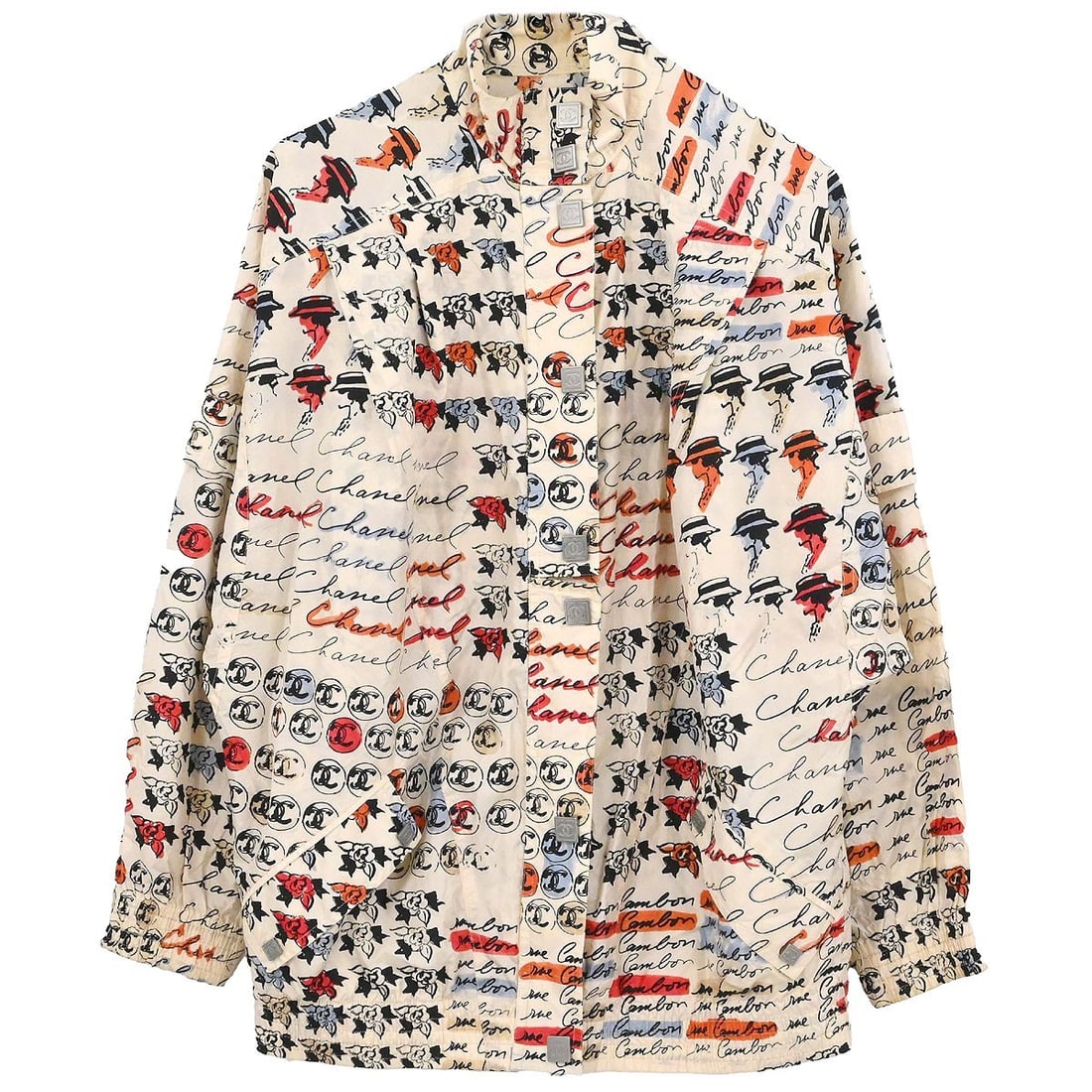 Vintage CHANEL Beige Silk Mid Length Jacket Button Zip (1 of 18)