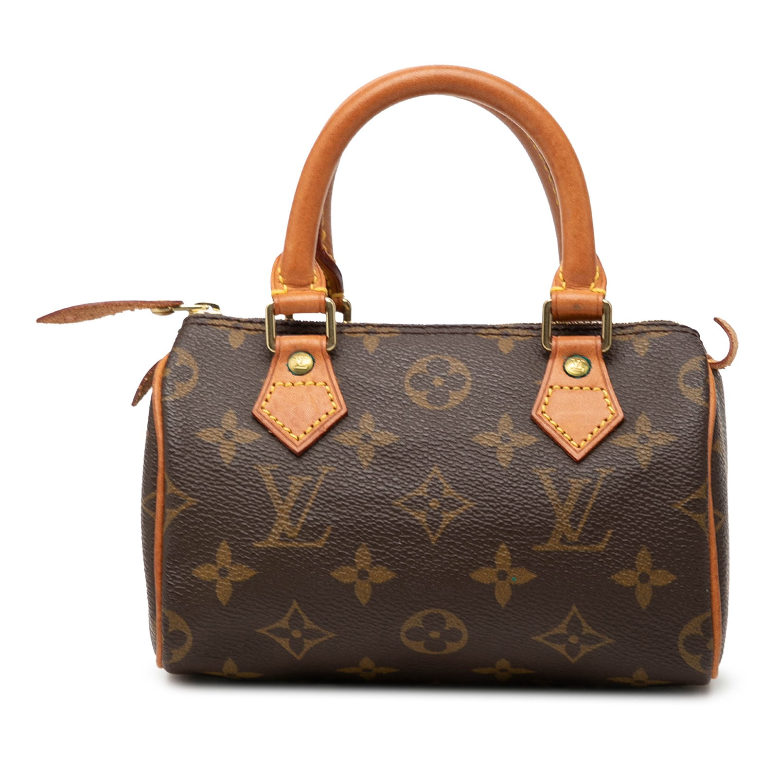 Louis Vuitton Mini Speedy HL Monogram Canvas Handbag: Louis Vuitton Mini Speedy HL Monogram Canvas Handbag Louis Vuitton Monogram Mini Speedy HL bag in brown monogram canvas with vachetta leather trim and rolled vachetta leather handles. It features a to