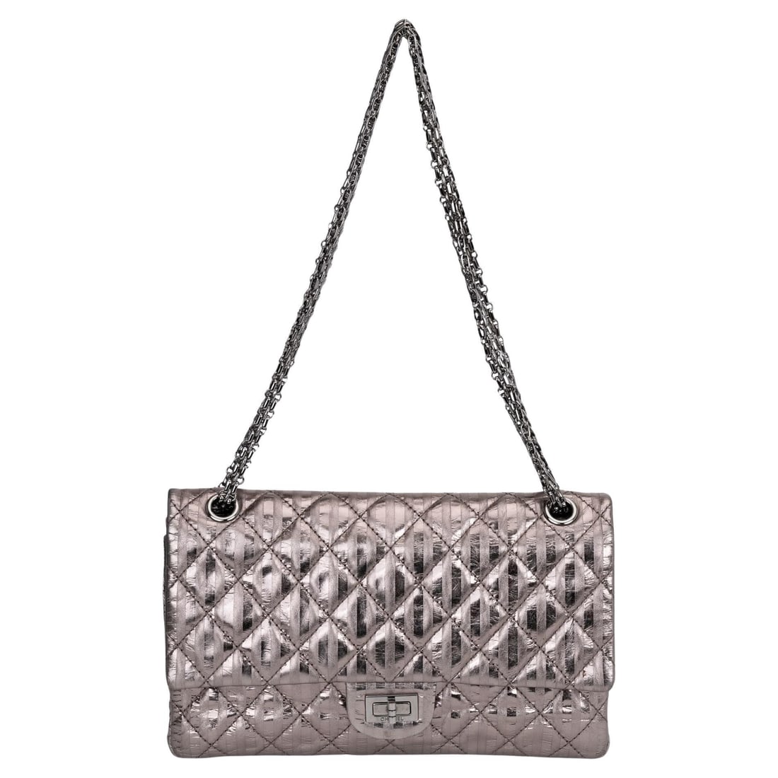 Chanel Reissue Platinum Leather Tuxedo Double Flap Bag with Gunmetal Hardware (1 of 10)