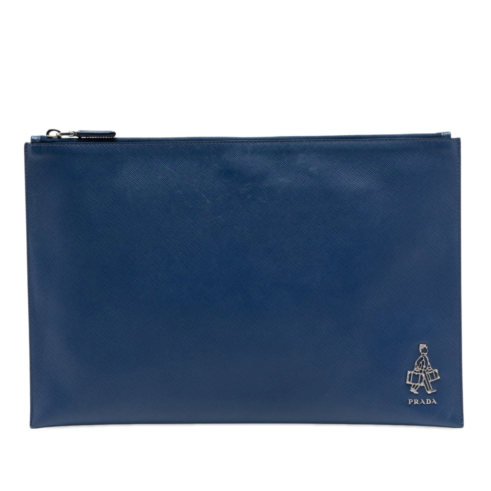 Prada Bellboy Voyage Saffiano Leather Zip Clutch Blue: Prada Bellboy Voyage Saffiano Leather Zip Clutch Blue Prada Saffiano Bellboy Voyage clutch in blue leather with a top zip closure and interior slip pockets. Made in Italy, this piece shows condition A