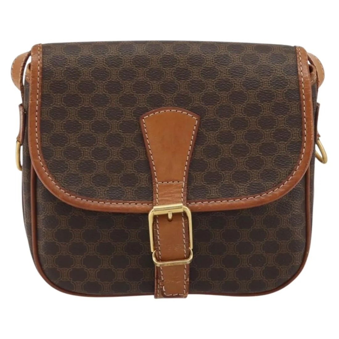Celine Vintage Macadam Brown Canvas Leather Handbag: Celine Vintage Macadam Brown Canvas Leather Handbag Vintage Celine Macadam bag in brown canvas with leather trim. Made in Italy, it measures 21 cm x 20 cm x 9 cm and is described as a female model. Co