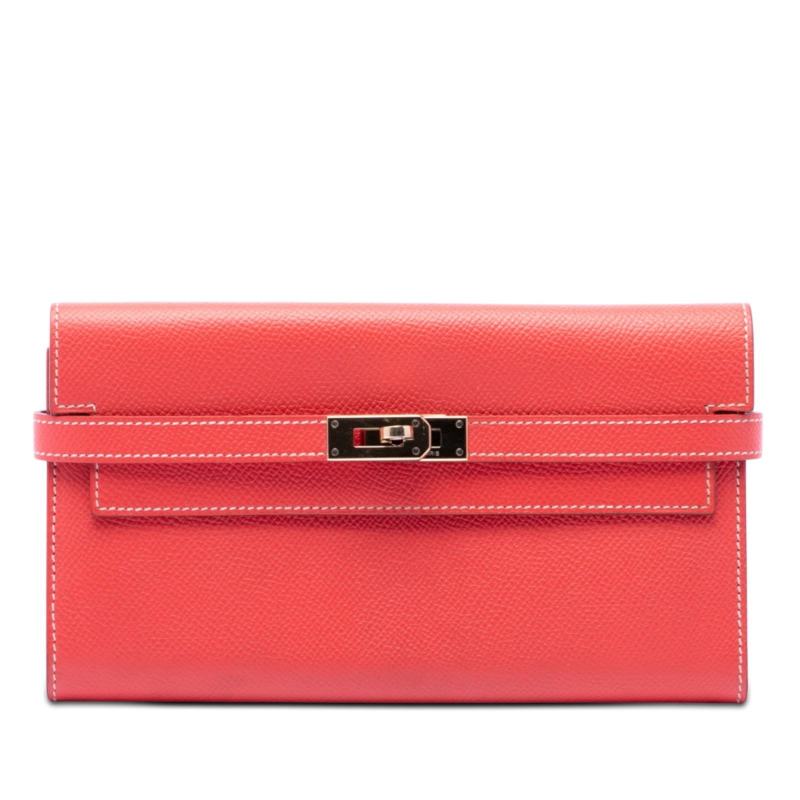 Hermes Kelly Longue Epsom Leather Wallet Pink: Hermes Kelly Longue Epsom Leather Wallet Pink Hermes Epsom Kelly Longue Wallet in pink, crafted from Epsom leather with a front flap and turn lock closure. The interior includes zip and slip pockets. 