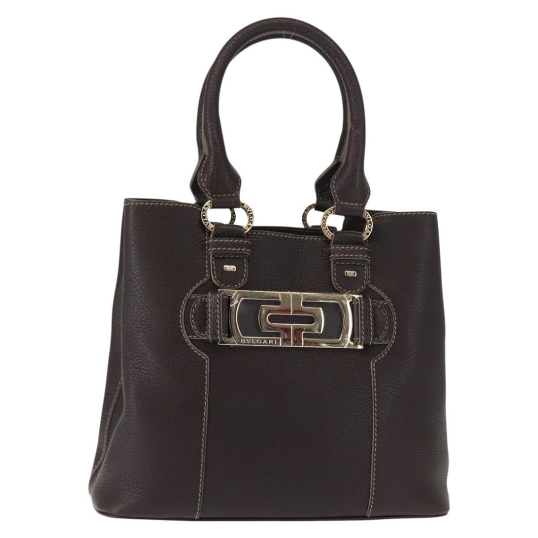 BVLGARI Brown Leather Hand Bag Made in Italy Auth BA6908: BVLGARI Brown Leather Hand Bag Made in Italy Auth BA6908 This authentic BVLGARI handbag showcases exquisite craftsmanship, made in Italy from high-quality brown leather. The stylish handbag features a