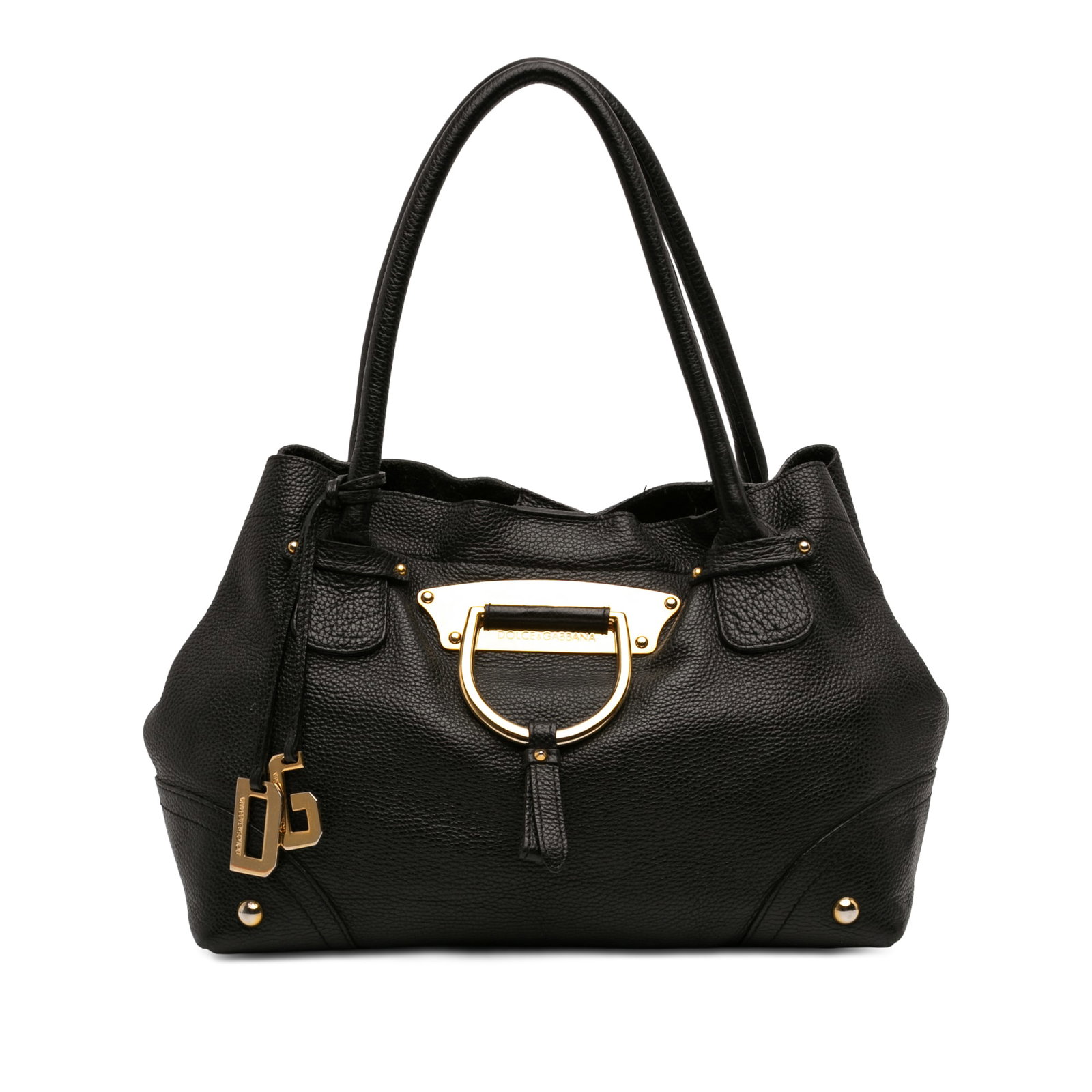 Dolce & Gabbana Black Leather Tote Pebbled D Ring (1 of 6)