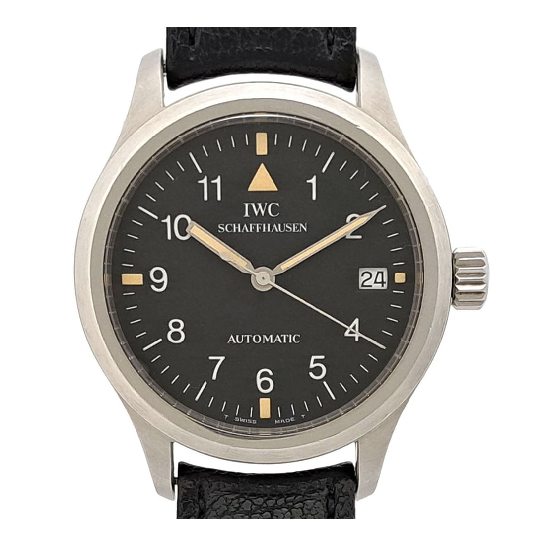 IWC Mark XII Automatic Black Dial Men's Wristwatch: IWC Mark XII Automatic Black Dial Men's Wristwatch This IWC Pilot's Watch Mark XII features the original early dial and is designed for men. The watch is crafted in Switzerland with a stainless steel 