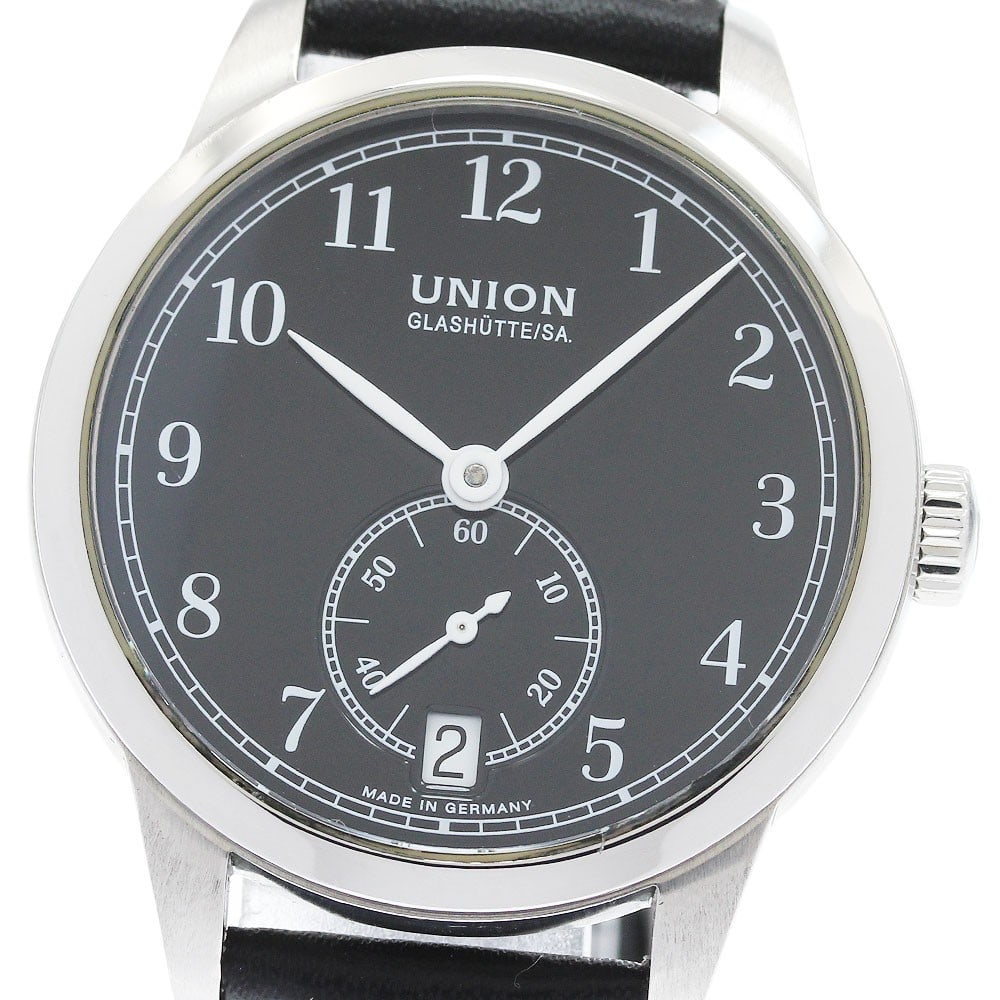 Union Glashutte 1893 D007.228A automatic wristwatch small seconds date: Union Glashutte 1893 D007.228A automatic wristwatch small seconds date Pre-owned UNION GLASHUTTE 1893 automatic wristwatch with a black dial, date display, and small seconds. It features a stainless s