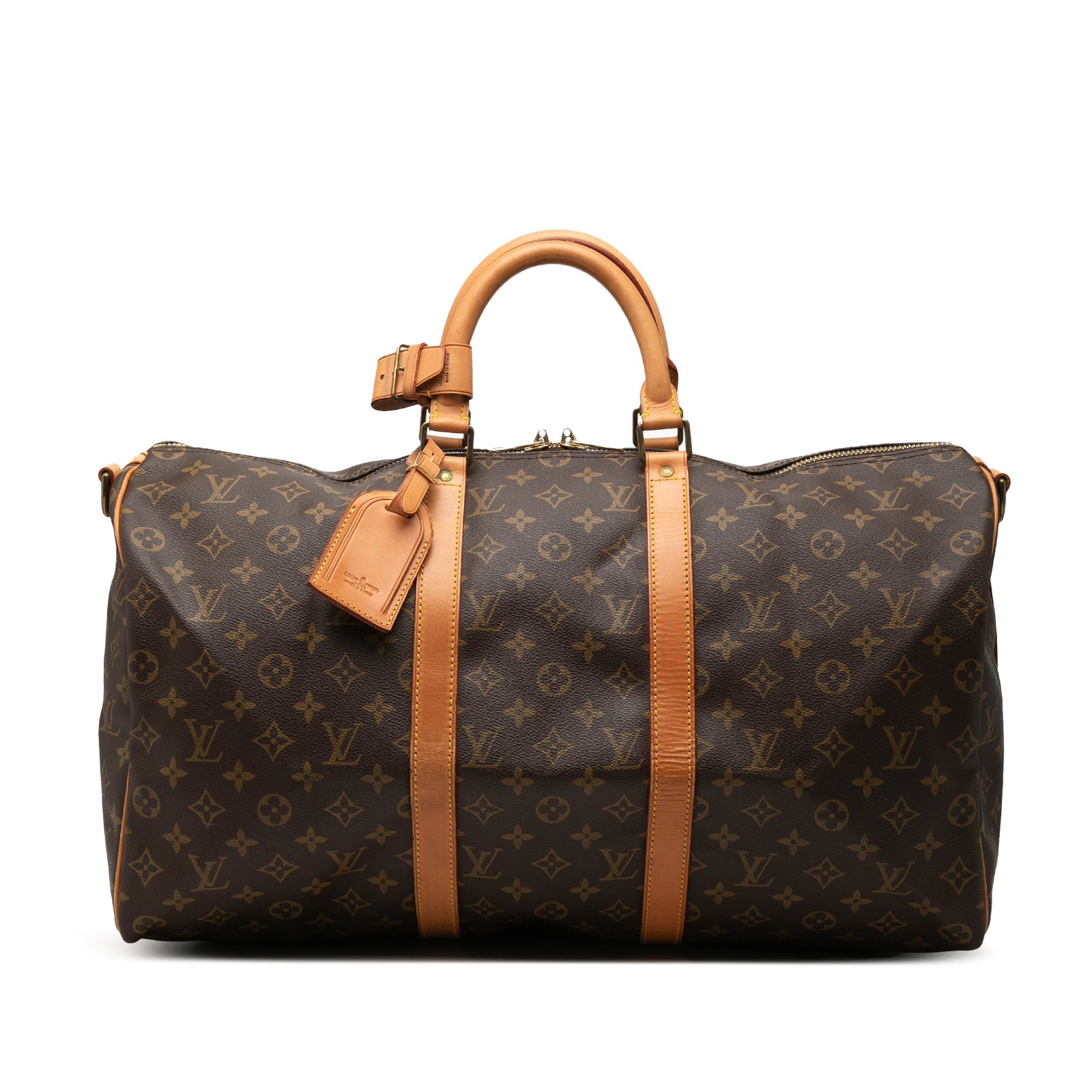 Louis Vuitton Keepall Bandouliere 50 Monogram Travel Bag: Louis Vuitton Keepall Bandouliere 50 Monogram Travel Bag Louis Vuitton Monogram Keepall Bandouliere 50 travel bag crafted with a monogram canvas body, rolled vachetta leather handles, and a top zip cl