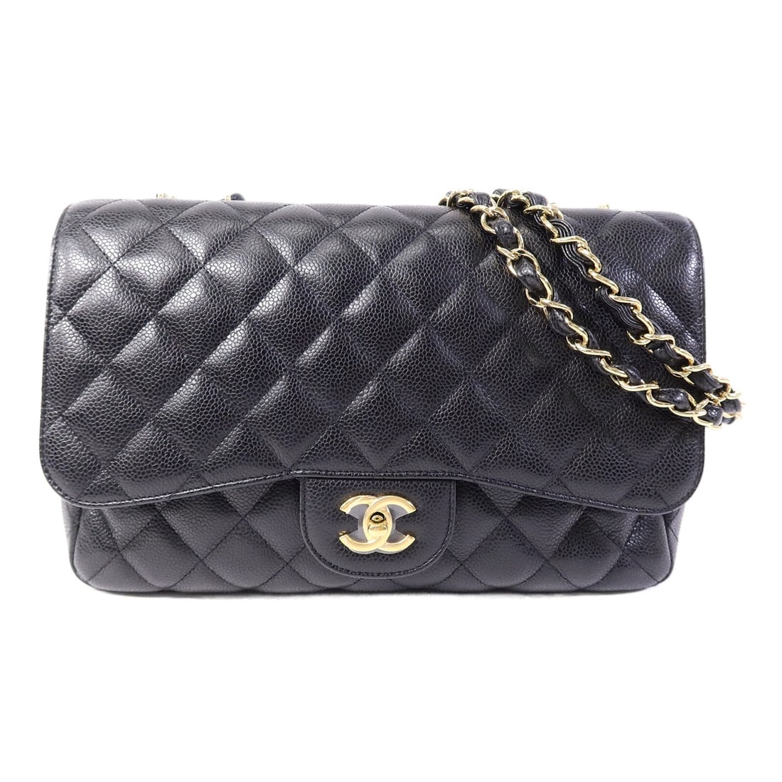 CHANEL Large Classic CC Shoulder Bag Black Calfskin GHW: CHANEL Large Classic CC Shoulder Bag Black Calfskin GHW Classic CHANEL shoulder bag in black calfskin (cowhide) with gold-tone hardware, presented in a large classic chain style. The bag is described 