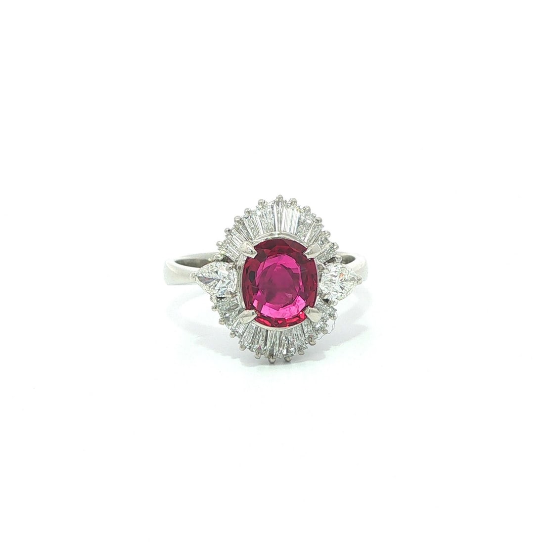 GIA Platinum Ruby Diamond Ring 2.13ctw Oval 6.5 (1 of 14)