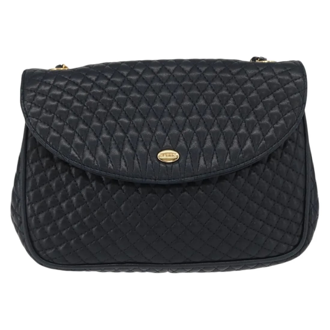 Bally Vintage Chain Shoulder Bag Navy Quilted Leather Italy: Bally Vintage Chain Shoulder Bag Navy Quilted Leather Italy Bally Vintage Chain is a female leather bag in navy, made in Italy. It is described as being in good condition, with noted exterior wear, sl
