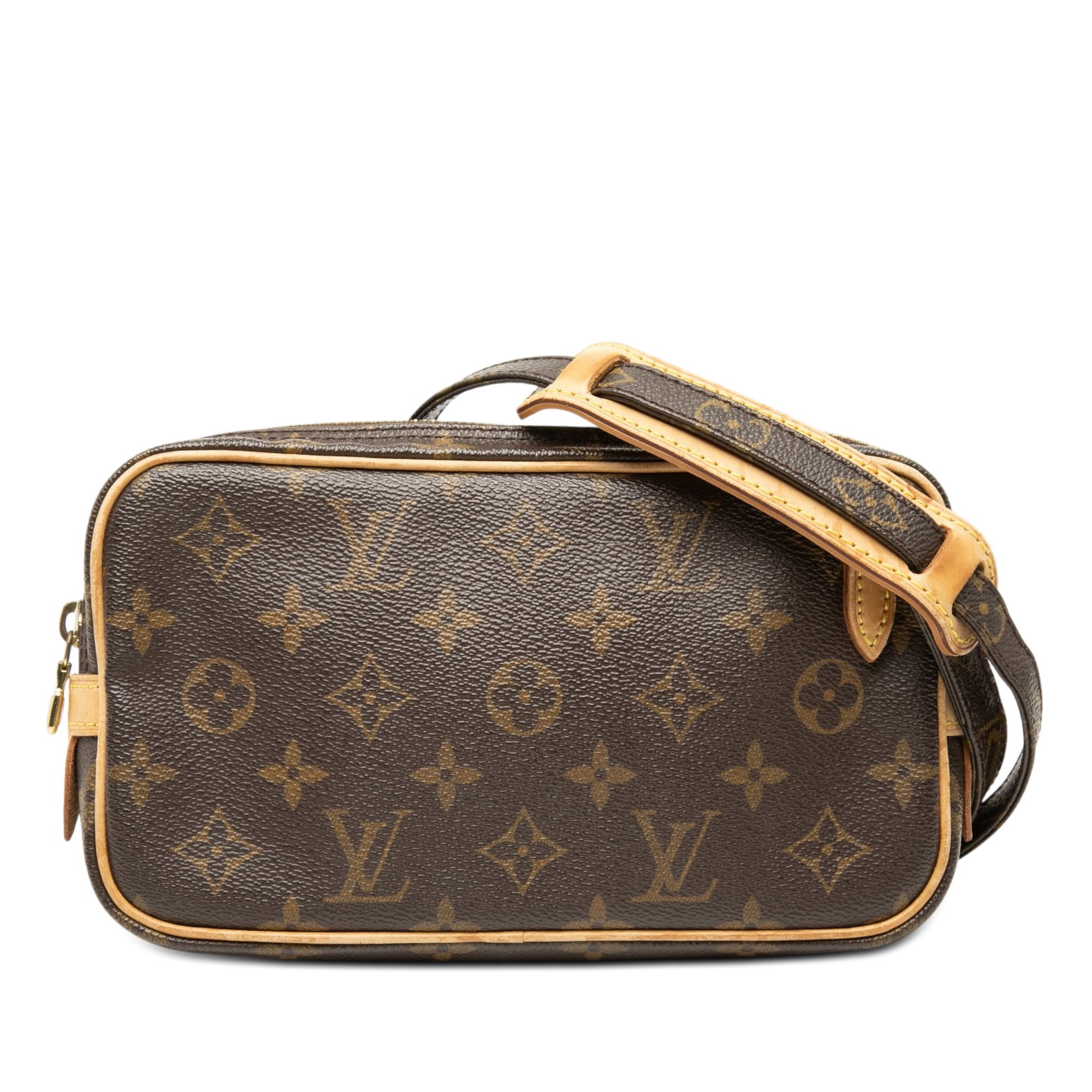 Louis Vuitton Marly Bandouliere Pochette Monogram Shoulder Bag: Louis Vuitton Marly Bandouliere Pochette Monogram Shoulder Bag Louis Vuitton Monogram Pochette Marly Bandouliere bag in brown monogram canvas with a fabric construction. It features an adjustable shou