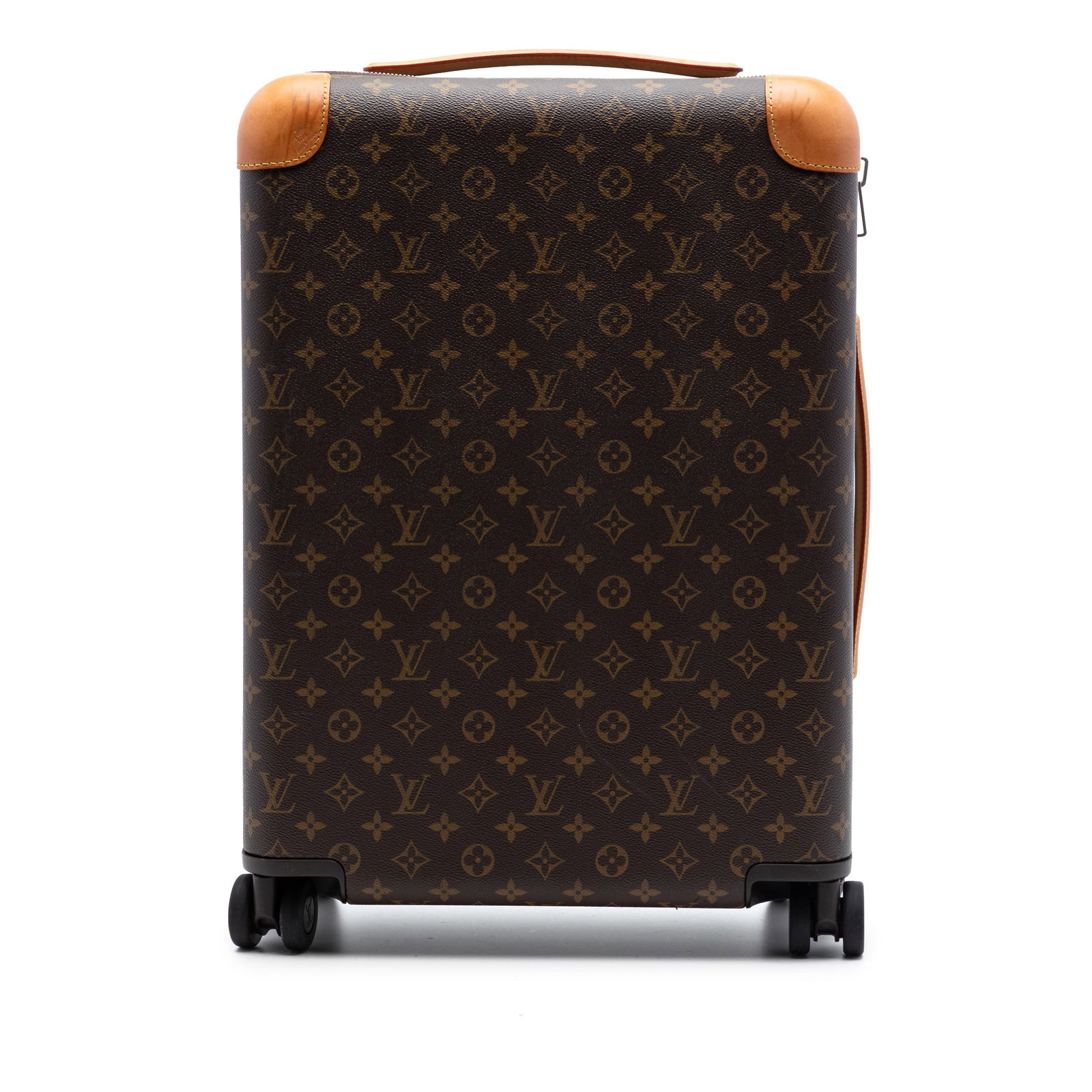 Louis Vuitton Horizon 50 Monogram Rolling Suitcase: Louis Vuitton Horizon 50 Monogram Rolling Suitcase Louis Vuitton Monogram Horizon 50 bag in brown monogram canvas with flat vachetta leather top and side handles. It features a retractable handle, rot
