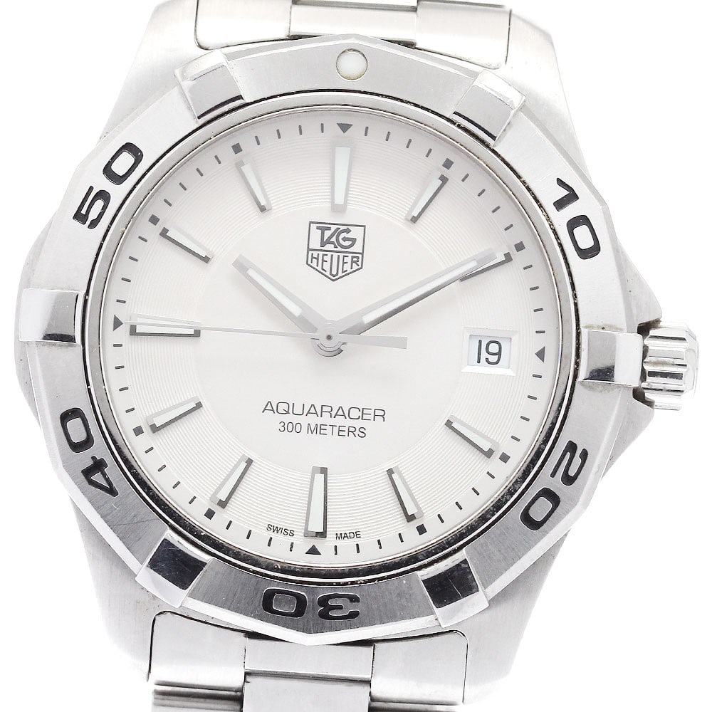TAG Heuer Aquaracer Quartz Date Men's Stainless Steel Watch WAP1111: TAG Heuer Aquaracer Quartz Date Men's Stainless Steel Watch WAP1111 This TAG Heuer Aquaracer WAP1111 is a men's wristwatch featuring a stainless steel case and bracelet. It is powered by a quartz move