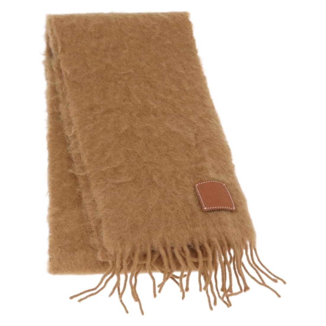 LOEWE Anagram Beige Wool Scarf Made in Spain: LOEWE Anagram Beige Wool Scarf Made in Spain A beige LOEWE scarf in wool, presented in excellent condition. It measures approximately 20 cm wide and 184 cm in total length (about 7.9 inches wide and 7