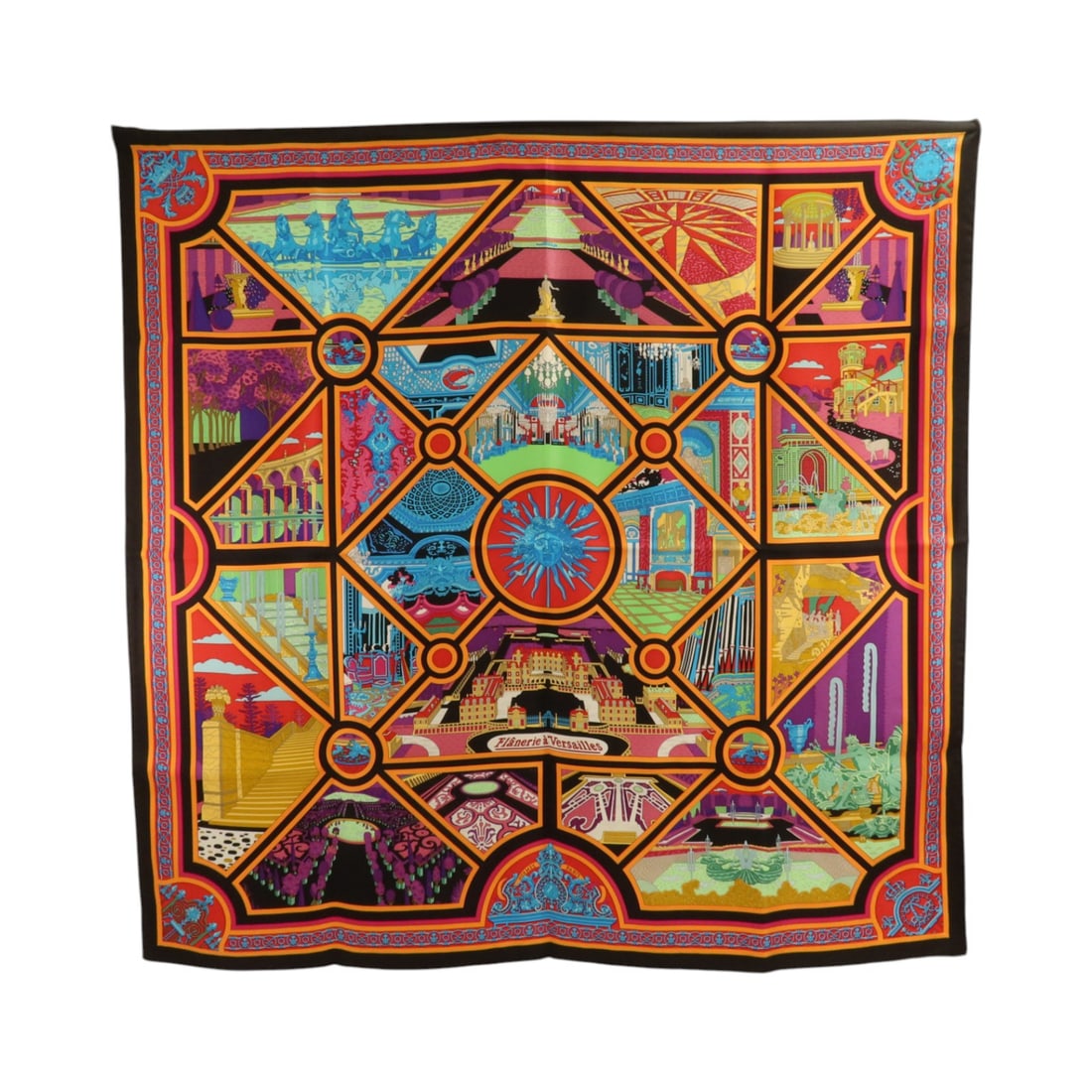 Hermes Silk Scarf 90cm x 90cm Black Pink Multicolor: Hermes Silk Scarf 90cm x 90cm Black Pink Multicolor A Hermes silk scarf in black, pink, and multicolor with a 90 cm x 90 cm square format. It comes with a storage box and is described as being in pris