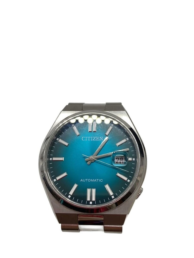 Citizen Tsuyosa blue stainless steel men's wristwatch: Citizen Tsuyosa blue stainless steel men's wristwatch This CITIZEN Collection Mechanical TSUYOSA men's wristwatch features a blue-green dial and a stainless steel case and band. Made in Japan, the wat
