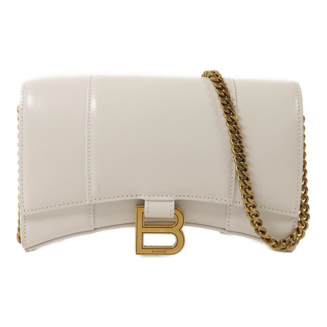 Balenciaga Hourglass Wallet on Chain Shoulder Bag 656050 White Calfskin (1 of 15)
