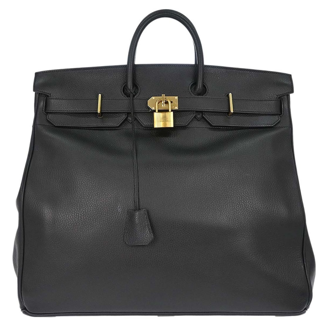 Hermes Haut a Courroies 50 Black Ardennes Leather Handbag: Hermes Haut a Courroies 50 Black Ardennes Leather Handbag Hermes Haut a Courroies 50 handbag in black Ardennes leather, made in France. It features a turnlock closure, double handles with a 4 in handl