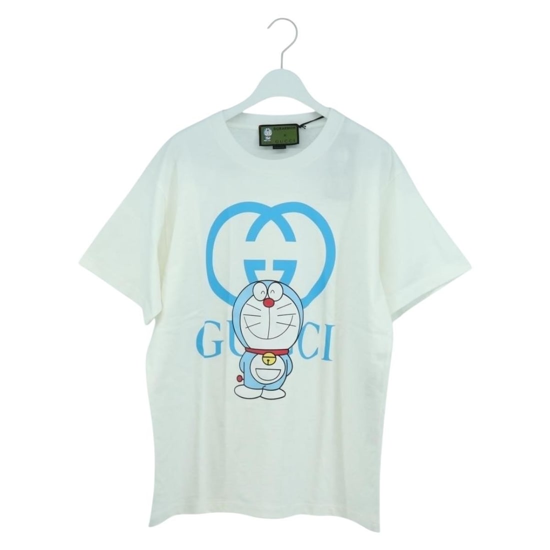 Gucci Doraemon Womens Short Sleeve Cotton T Shirt Blue White: Gucci Doraemon Womens Short Sleeve Cotton T Shirt Blue White Authentic Gucci Doraemon short-sleeved T-shirt in blue and white cotton. Made in Italy, this women's top is presented in pristine condition