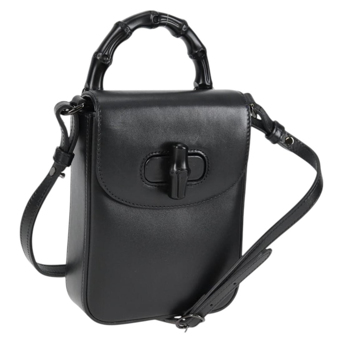 Gucci 702106 black leather 2way handbag with shoulder strap (1 of 18)