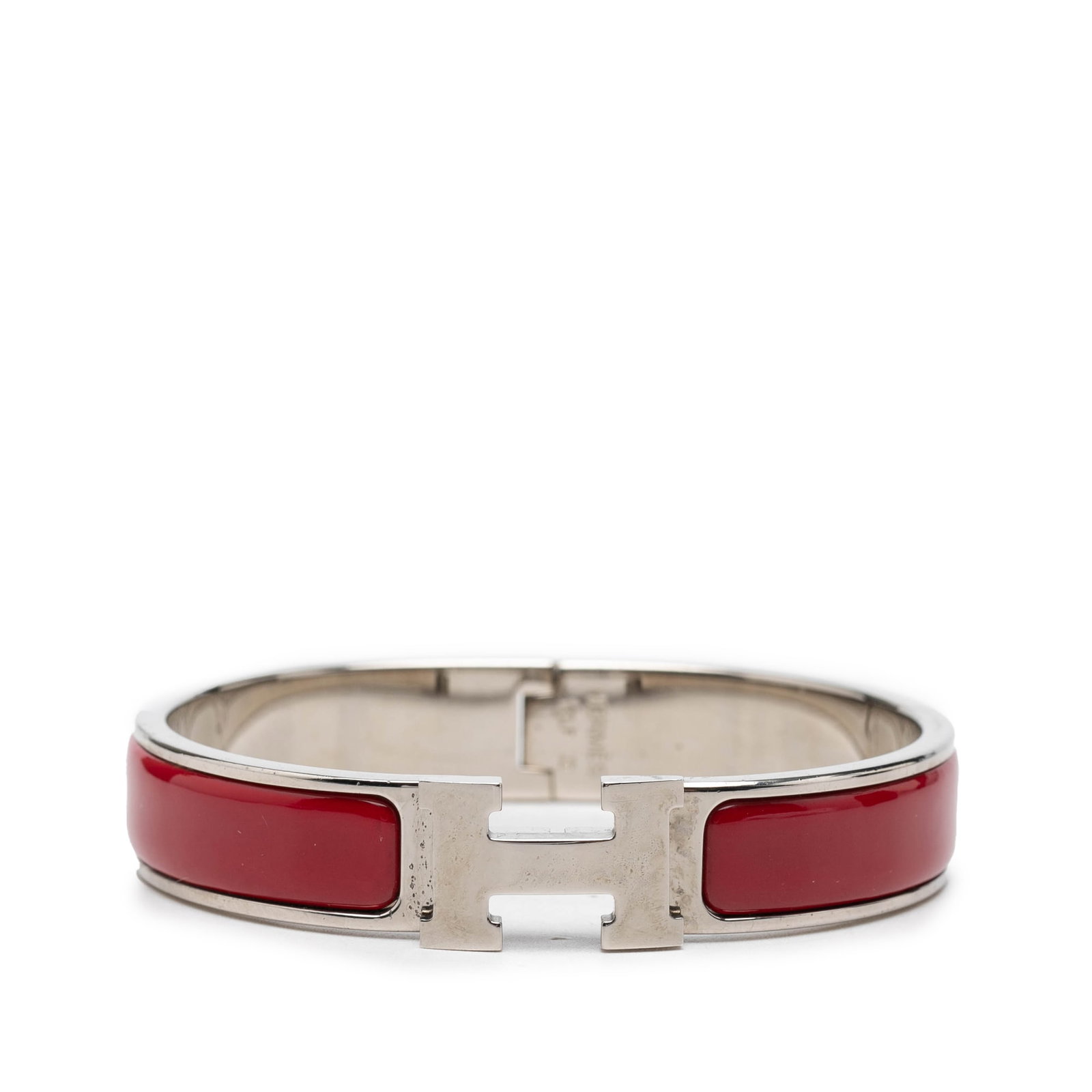 Hermes Clic H PM Narrow Enamel Bracelet Red (1 of 4)