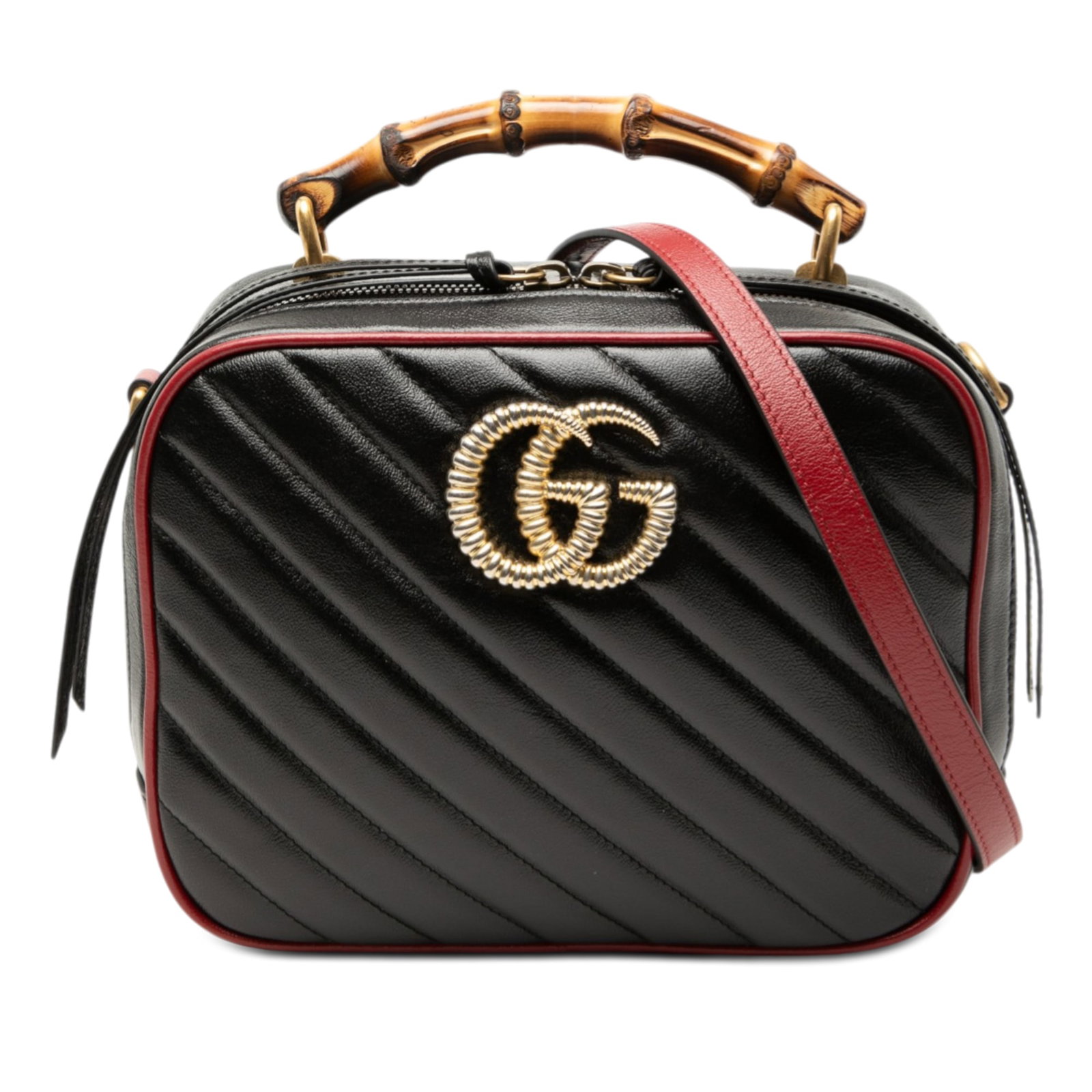 Gucci GG Marmont Small Black Leather Satchel with Bamboo Handle (1 of 7)