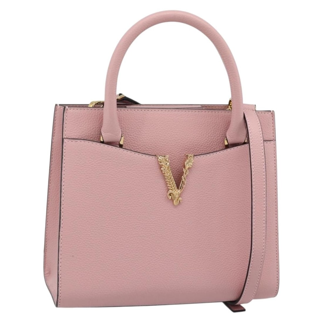 Versace Pink Leather 2way Handbag with Shoulder Strap (1 of 18)