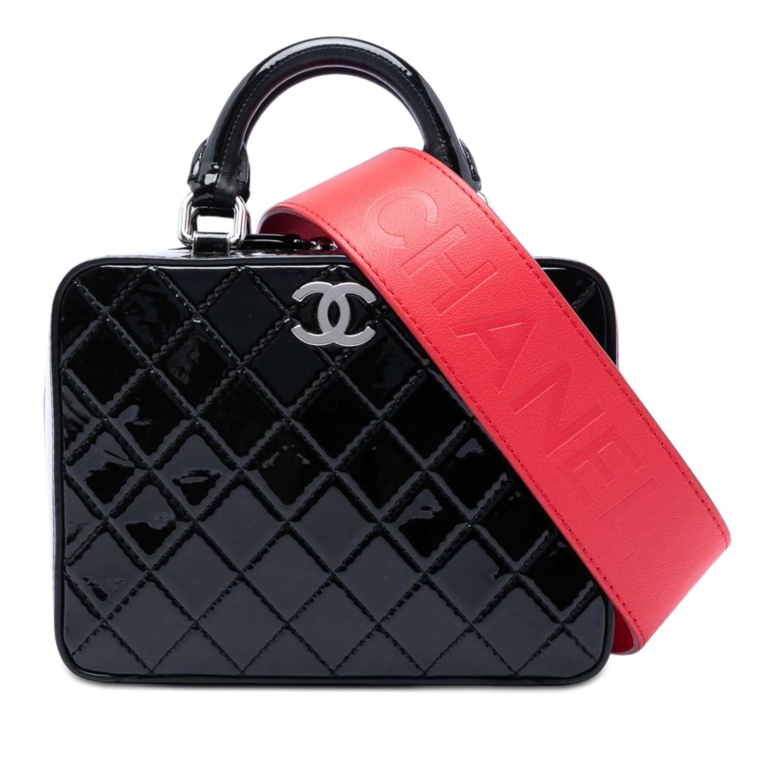 Chanel Small CC Vanity Case Quilted Black Patent Leather (1 of 5)