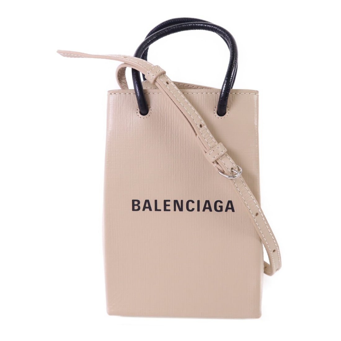 Balenciaga 593826 Phone Holder Crossbody Bag Beige Calfskin Leather (1 of 16)