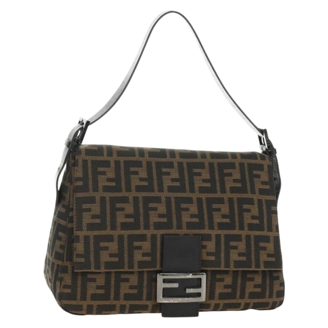Fendi Mamma Baguette Zucca Canvas Shoulder Bag Black Brown: Fendi Mamma Baguette Zucca Canvas Shoulder Bag Black Brown Fendi Mamma Baguette shoulder bag in Zucca canvas with a black and brown exterior. Made in Italy, this women's bag measures approximately 28 