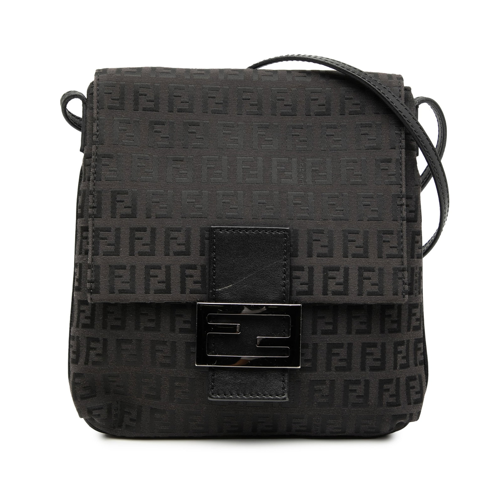 Fendi Zucchino Canvas Black Crossbody Bag with Adjustable Strap: Fendi Zucchino Canvas Black Crossbody Bag with Adjustable Strap This Fendi Zucchino Canvas Crossbody bag is a stylish and practical accessory. It features a durable canvas body with a sleek black colo