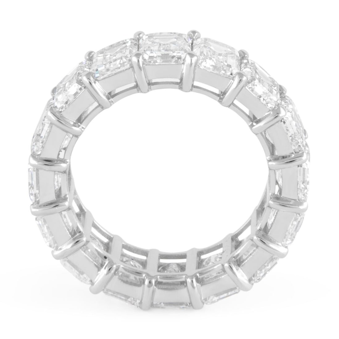 11.66ct Emerald Cut Diamond Eternity Band 18k White Gold - 2