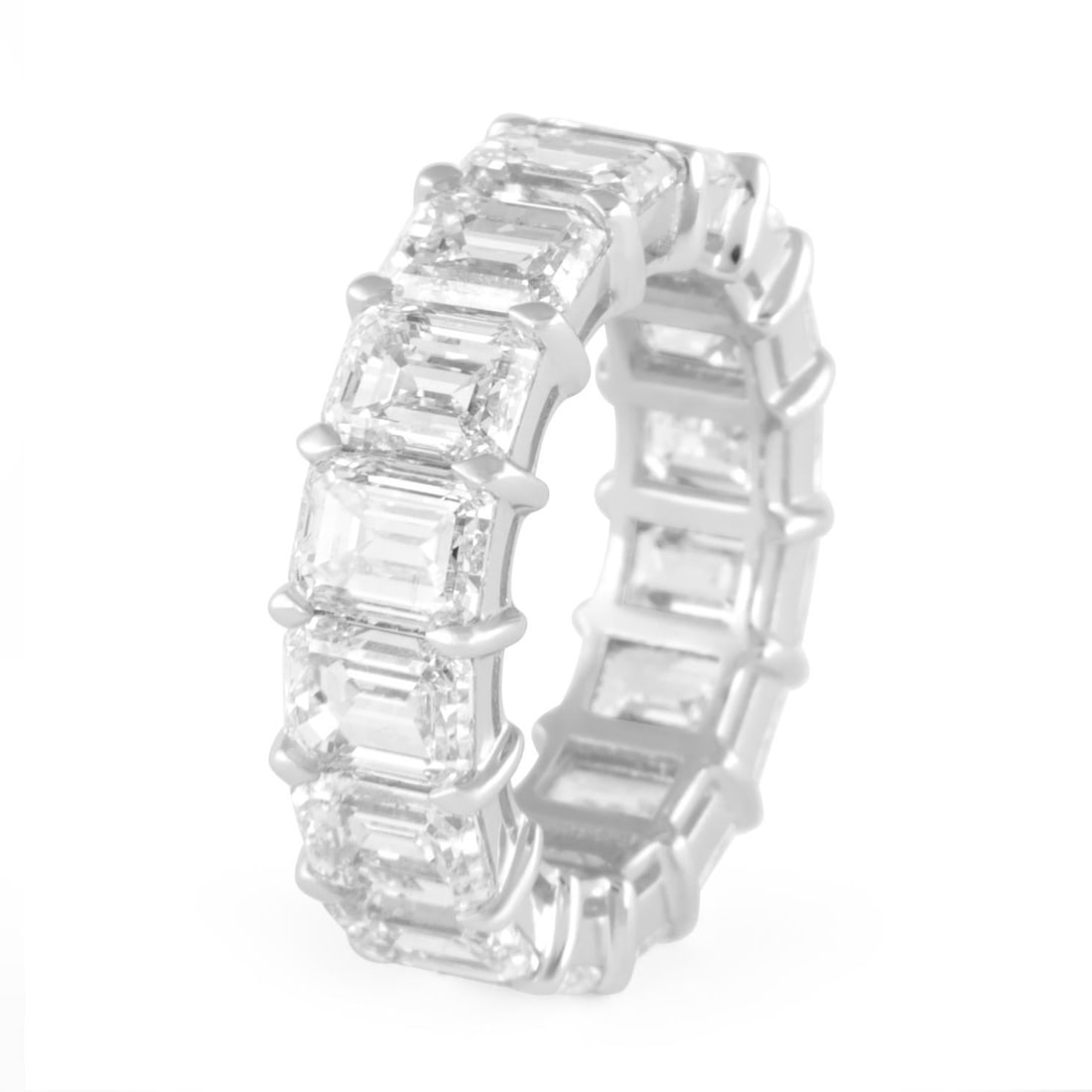 11.66ct Emerald Cut Diamond Eternity Band 18k White Gold - 3