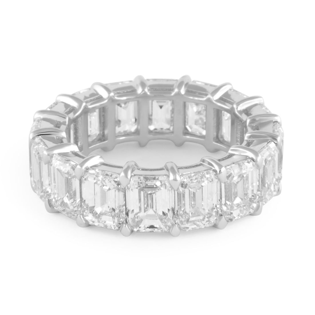 11.66ct Emerald Cut Diamond Eternity Band 18k White Gold - 4