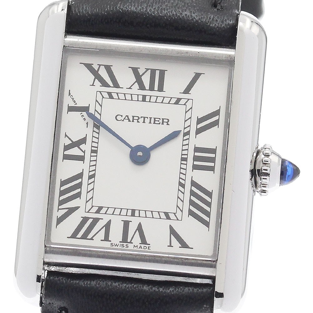 Cartier Tank Must SM WSTA0042 Ladies Quartz Watch Silver Dial Leather Strap (1 of 5)
