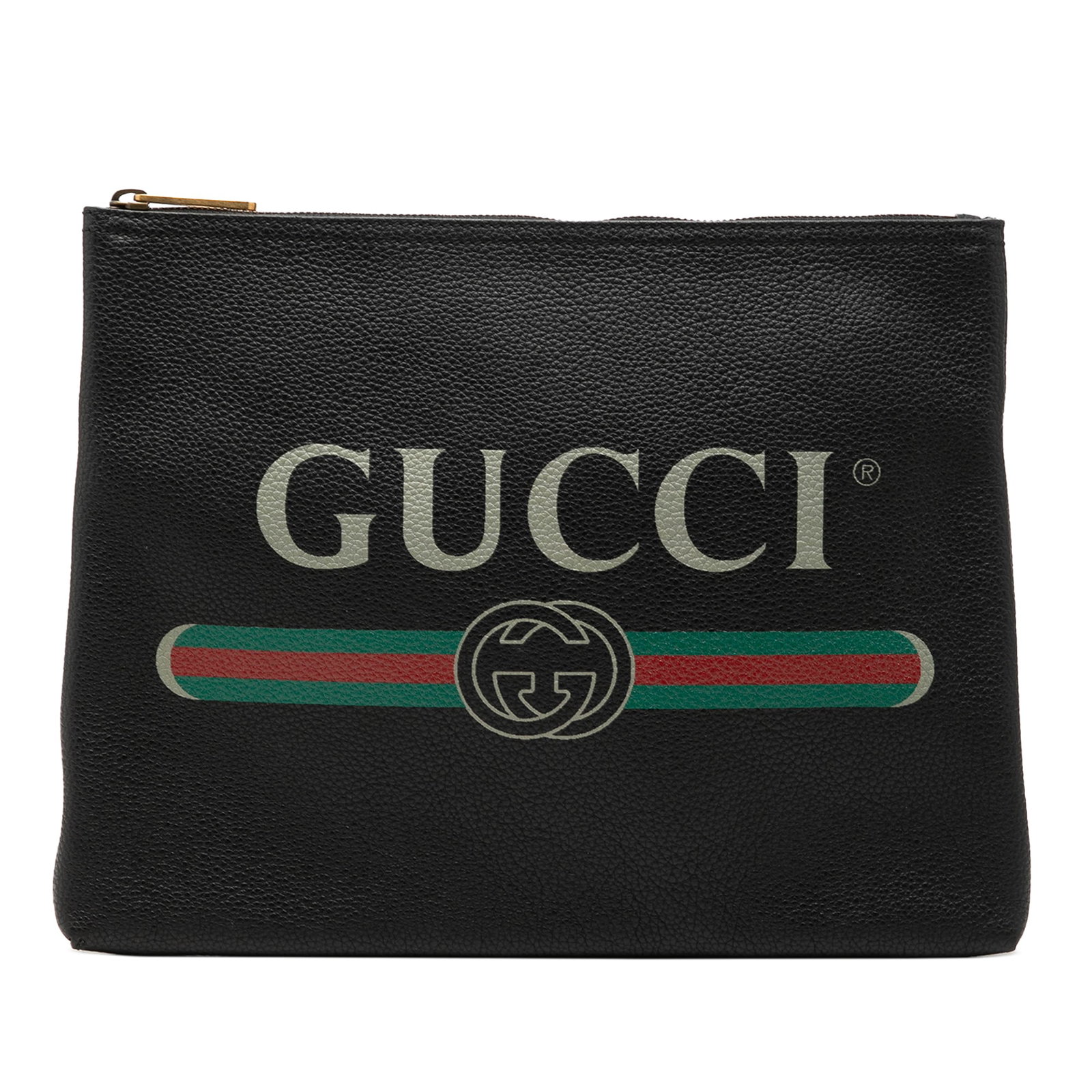 Gucci Logo Portfolio Clutch Medium Black Calfskin Leather (1 of 7)