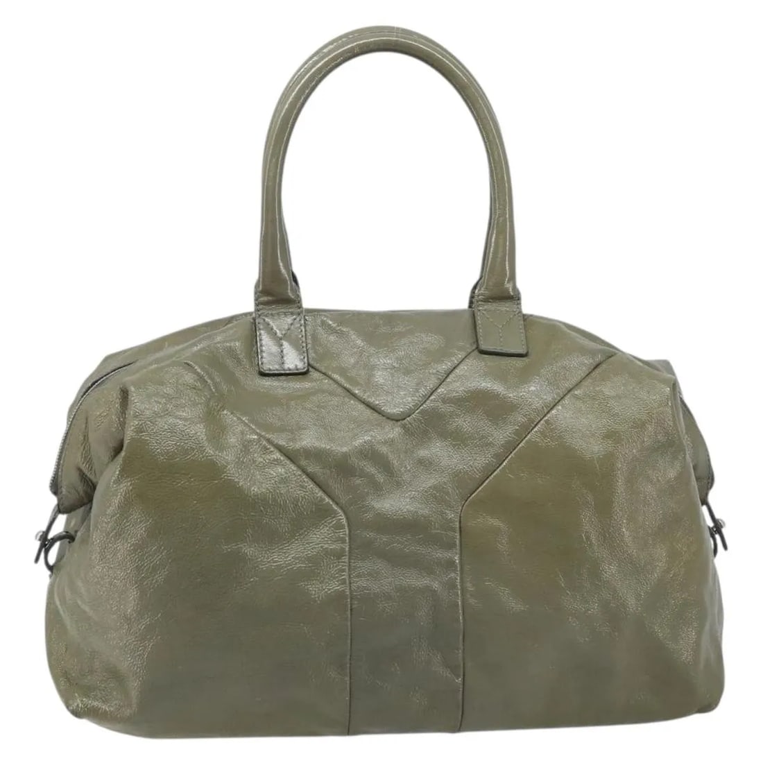 Saint Laurent Easy Y Patent Leather Satchel Khaki (1 of 18)