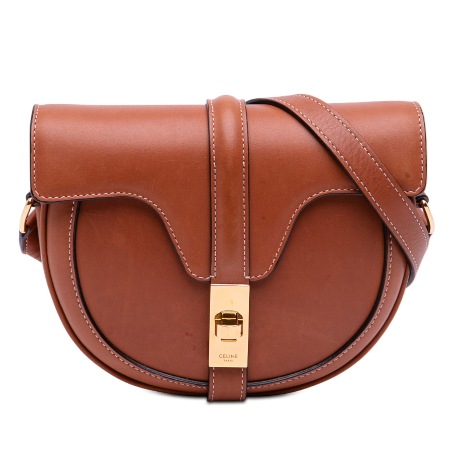 Celine Besace 16 Small Brown Leather Crossbody Bag with Adjustable Strap (1 of 11)