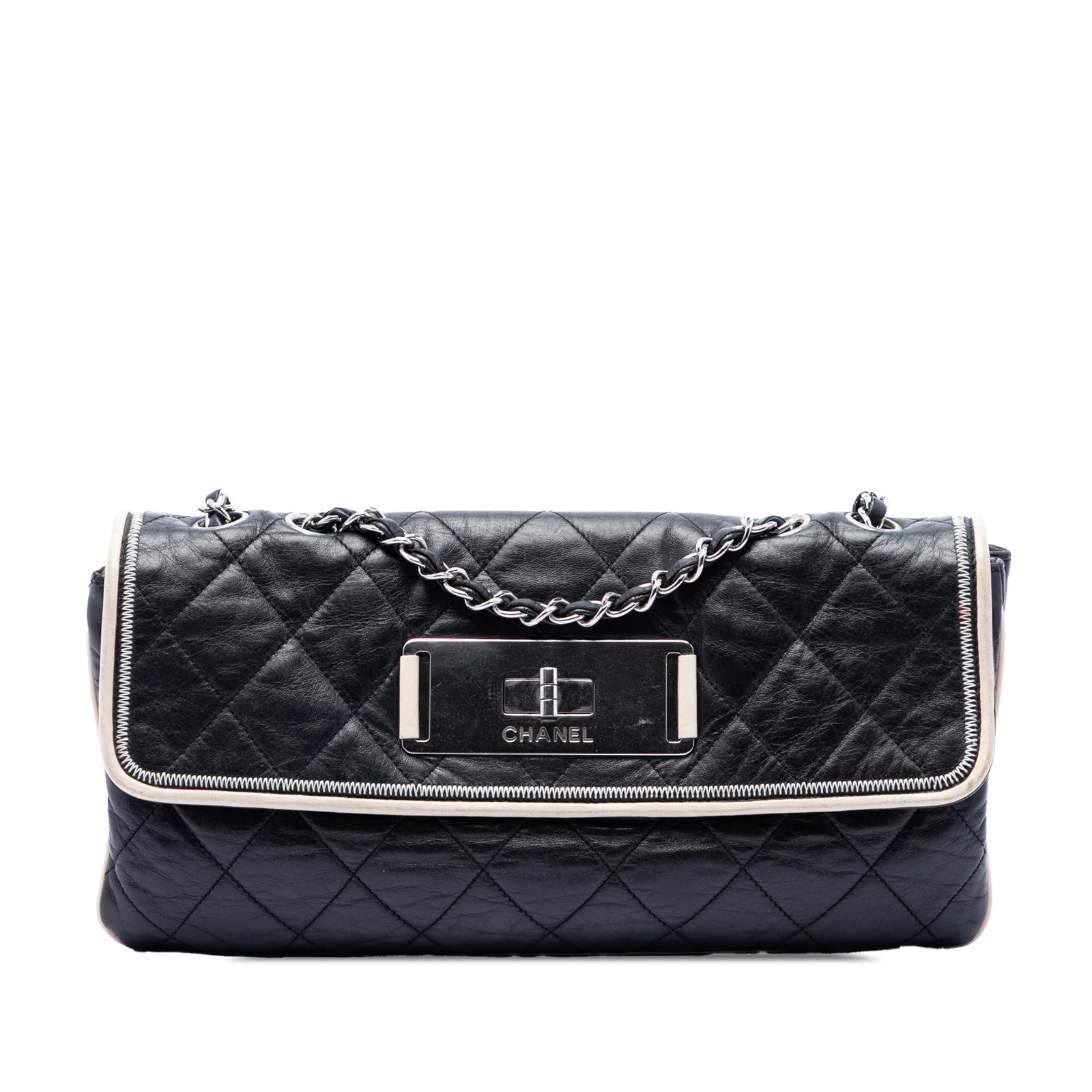 Chanel Mademoiselle East West Flap Shoulder Bag Quilted Lambskin Black: Chanel Mademoiselle East West Flap Shoulder Bag Quilted Lambskin Black A Chanel East West Mademoiselle Flap shoulder bag crafted in quilted lambskin leather with leather-woven chain link straps, a fro