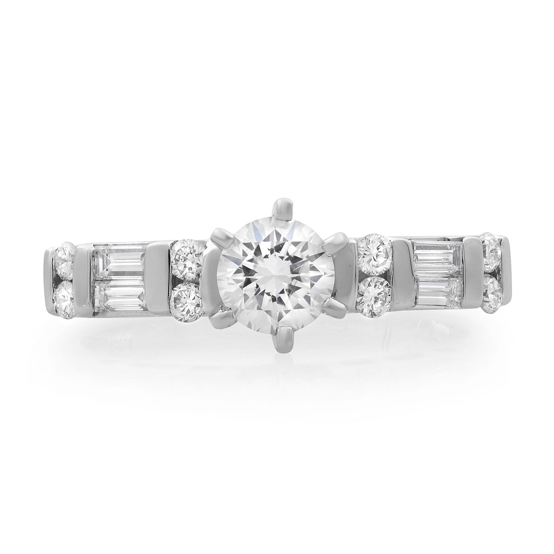 Rachel Koen 1.00ct Diamond Engagement Ring 14K White Gold Adjustable Size 6.25: Rachel Koen 1.00ct Diamond Engagement Ring 14K White Gold Adjustable Size 6.25 This stunning engagement ring from Rachel Koen showcases a total diamond weight of 1.00 carat, featuring a center round b