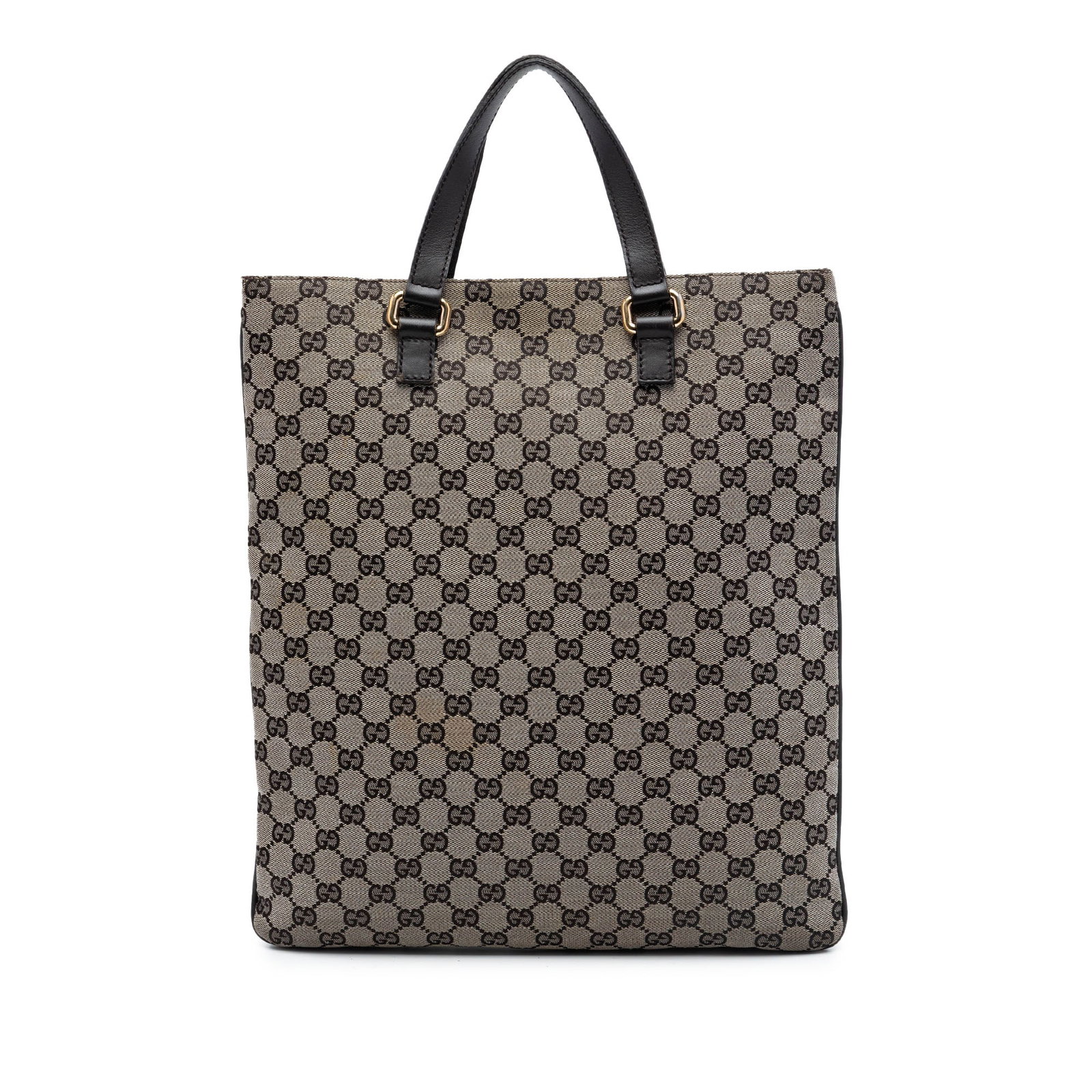 Gucci GG Canvas Tote Bag Beige Leather Trim Italy: Gucci GG Canvas Tote Bag Beige Leather Trim Italy Gucci GG Canvas Tote crafted with a canvas body and leather trim. It features flat leather straps, an open top with a magnetic snap closure, and an in