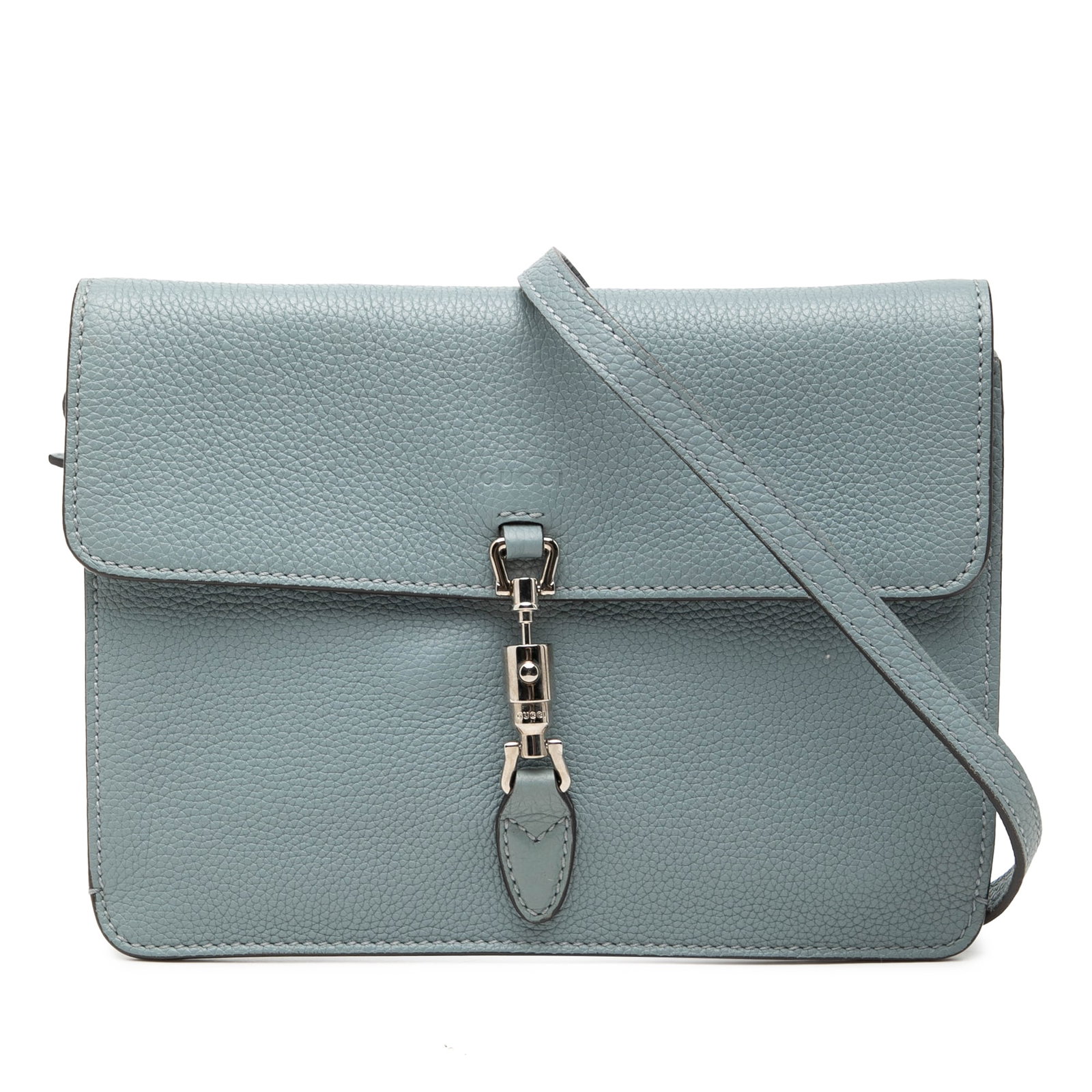 Gucci Soft Jackie Convertible Crossbody Bag Blue Calfskin: Gucci Soft Jackie Convertible Crossbody Bag Blue Calfskin This Gucci Calfskin Soft Jackie Convertible Crossbody is crafted in blue leather and features an adjustable flat leather strap, a front flap w