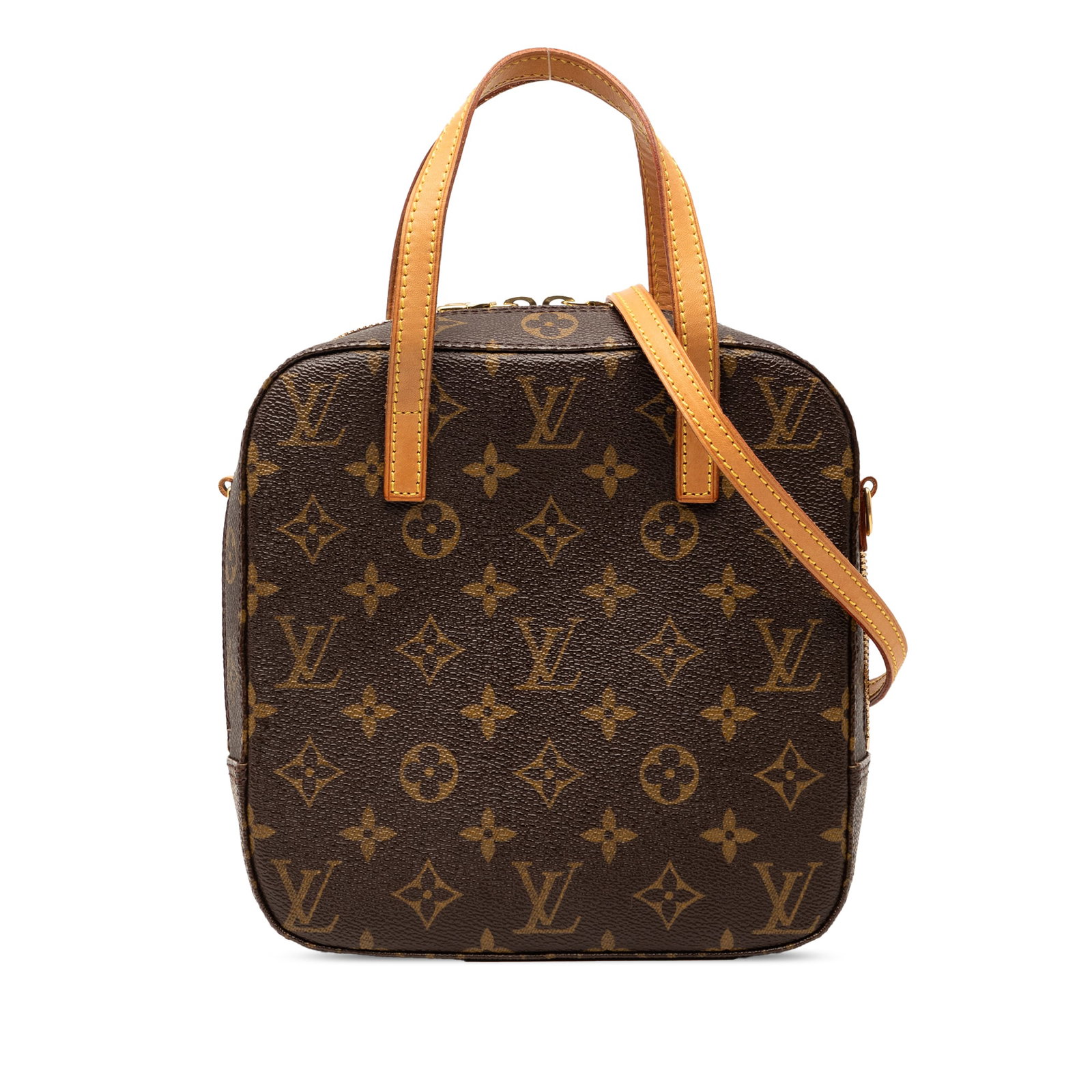 Louis Vuitton Spontini Monogram Canvas Bag: Louis Vuitton Spontini Monogram Canvas Bag The Louis Vuitton Monogram Spontini features the brand's iconic monogram canvas with flat vachetta leather handles and a detachable flat vachetta leather str