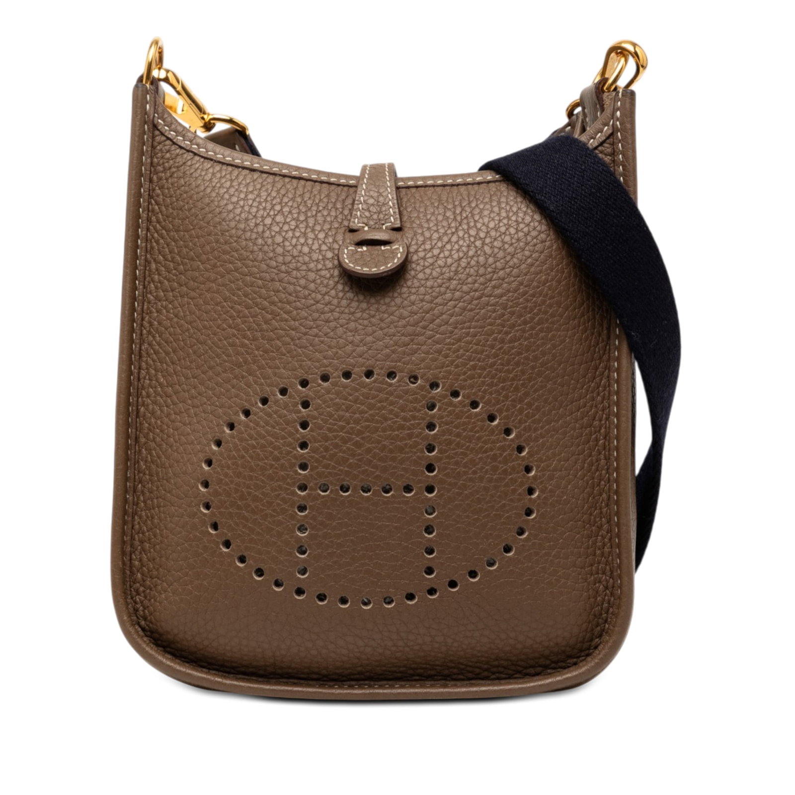 Hermes Evelyne 16 Amazone Clemence Leather Shoulder Bag: Hermes Evelyne 16 Amazone Clemence Leather Shoulder Bag Hermes Clemence Evelyne 16 Amazone bag in brown leather, made in France. It features a Clemence leather body, a detachable flat canvas strap, an