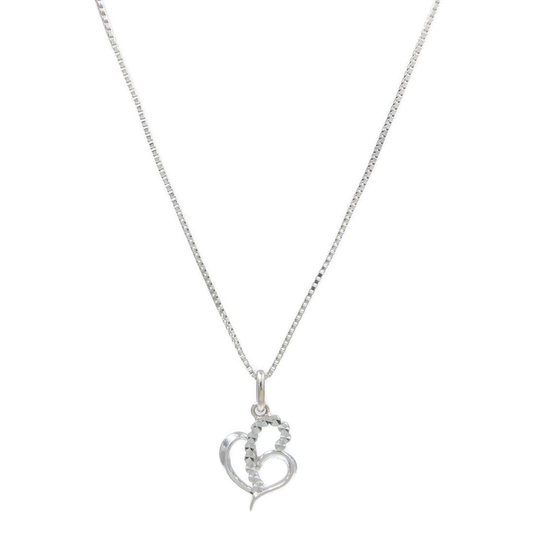 14K White Gold Necklace Silver Tone Pendant 17 in (1 of 9)